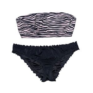 Kona sol - Shade & shore tan zebra print bandue ruched bottom bikini size large